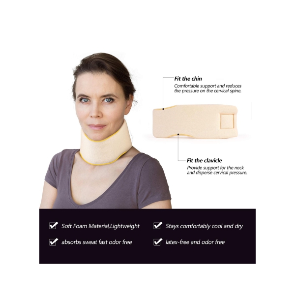 Soft Foam Neck Brace Universal Cervical Collar, Adjustable Neck Support Brace for Sleeping (3 Depth Collar, L) 