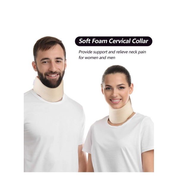 Soft Foam Neck Brace Universal Cervical Collar, Adjustable Neck Support Brace for Sleeping (3 Depth Collar, L) 