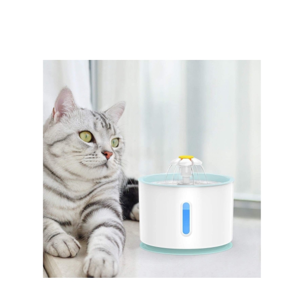 Cat Fountain 80oz 2.4L Automatic Pet Water Fountain Pet Water Dispenser with Replacement Filters and LED Light, Dog Cat Health Caring Fountain and Hygienic Dog Fountain 