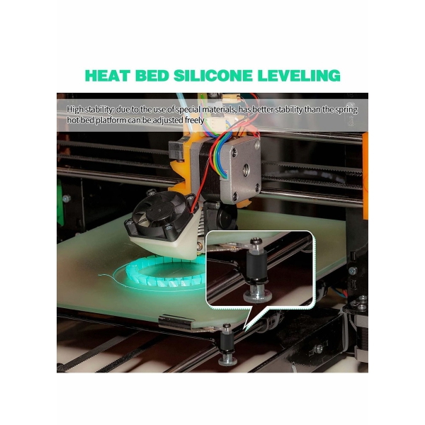 3D Printer Heat Bed Leveling Parts, 8 Pcs Silicone Solid Column, Stable Hot Bed Tool Heat-Resistant Buffer 