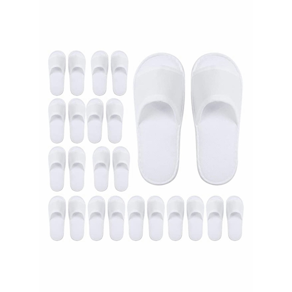 Disposable Spa Slippers, Closed Toe White Slippers Spa Hotel Guest Slippers for Girls Women and Men, 12 Pairs 