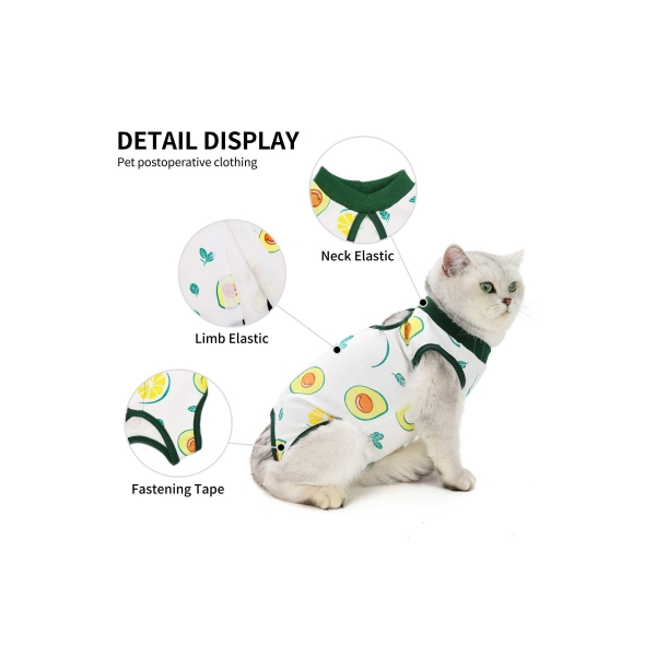 SYOSI Cat Recovery Suit for Abdominal Wounds or Skin Diseases, After Surgery Wear Anti Licking Wounds Breathable Alternative for Cats and Dogs 