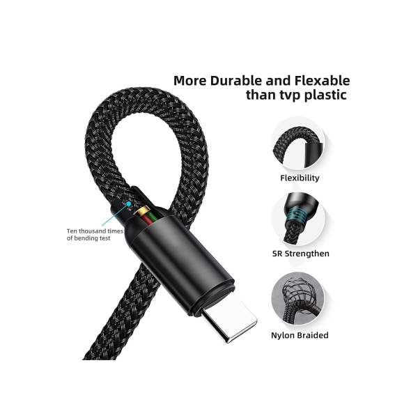 Nylon Braided Surface Connect to USB C Charging Cable, Compatible with Microsoft Surface Pro 7 6 5 4 3 Go3 2 1 Laptop4 3 2 1, Must work with 45W 15V3A USB-C Charger (Black, 6ft) 