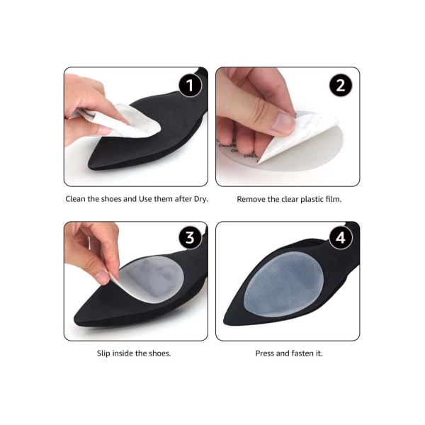 Non-Slip Shoes Pads Self-Adhesive Shoe Grips Rubber Anti-Slip Sole Stick Protector for Bottom Premium Non-Skid 4Pairs 