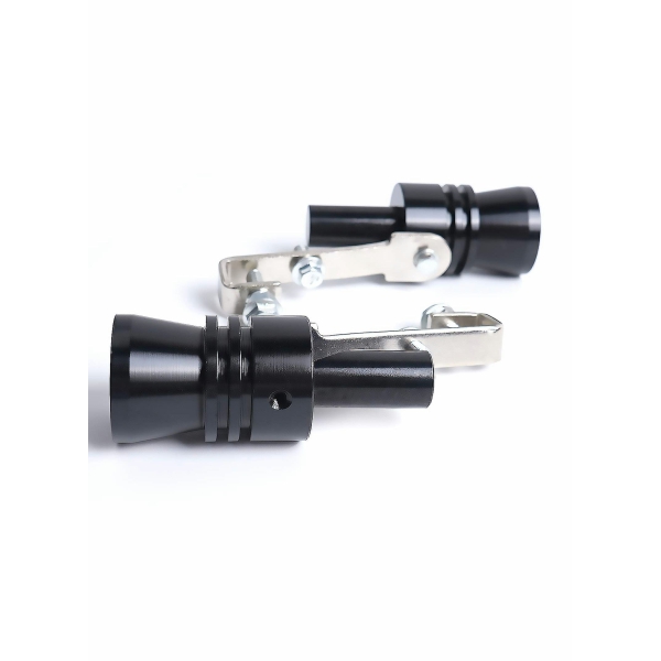Universal Aluminum Turbo Sound Whistle Exhaust Muffler Pipe BOV Blow-off Valve Simulator (2PCS, XL-Black) 