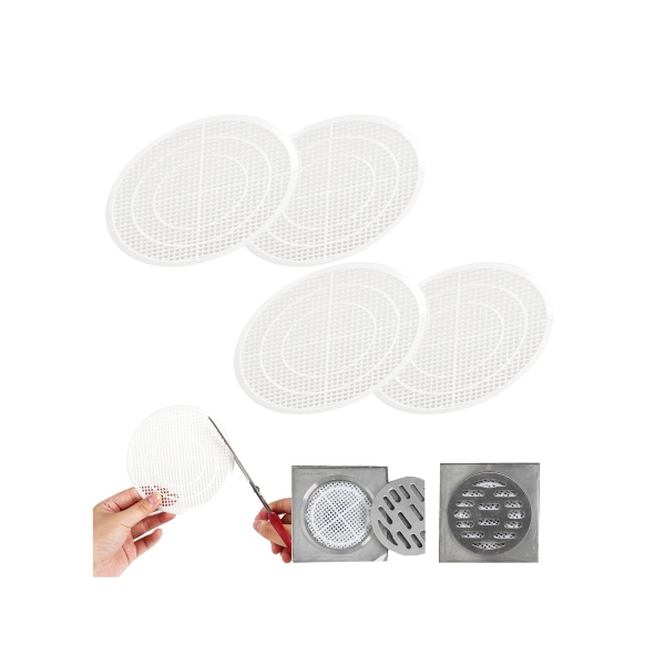 Shower Drain Filter, Shower Hair Extension Mesh Plastic Floor Sink Strainer Can Be Cut Easy to Install and Clean, Fits Different Size Drain Openings, Bathroom, Washbasin, Tub, Kitchen (4 Pieces) 