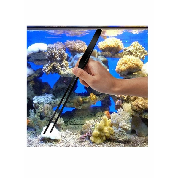 Aquarium Scissor Tweezers Spatula Tool, 4 in 1 Stainless Steel Aquatic Plants Aquascaping Tools Set Black Tweezers Scissors Spatula for Fish Starter Kits and Aquariums Tank (Black) 