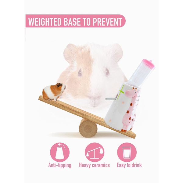 Hamster Water Bottles, SYOSI Hamster, Small Animal Water Bottle with Stand, 125ml Rodent Pet for Cage, Hanging Water Feeding Bottles, Auto Dispenser for Hamster, Guinea, Rabbit (Pink) 