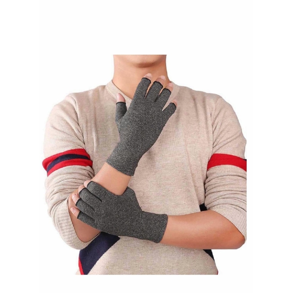 Anti-Arthritis Gloves, Fingerless Gloves for Arthritis Providing Warmth and Compression To Help Increase Circulation Reducing Pain, Providing Support and Promoting Healing, 1 Pair (L) 