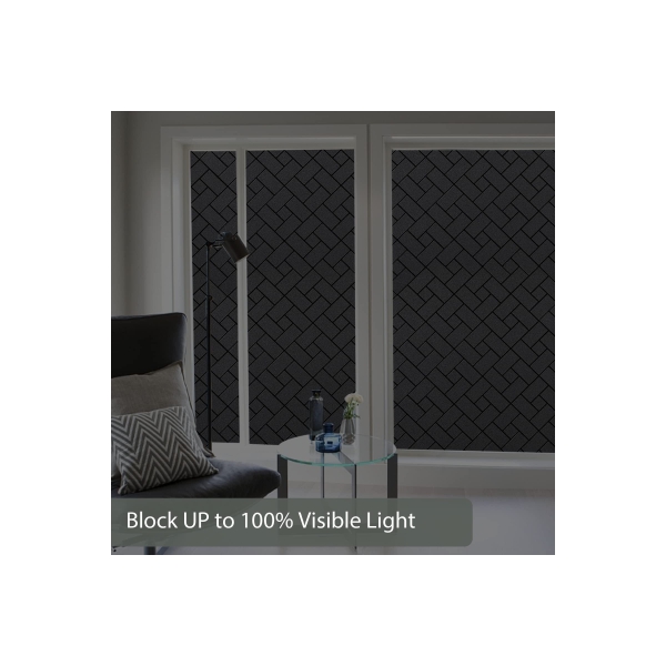 Total Blackout Window Film Light Sun Blocking Window Covering Darkening Privacy Heat Control Static Cling Removable No Glue Anti Glare Reflective Film for Home Bedroom 
