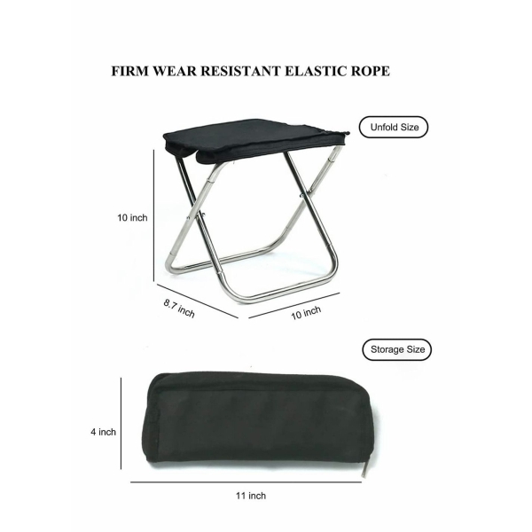 Portable Self-packaging Stool Chair, Compact Small Ultralight Folding Backpacking Collapsible Chair in a Bag for Outdoor Fishing Picnic Travel Garden Beach BBQ Hiking and Camping 
