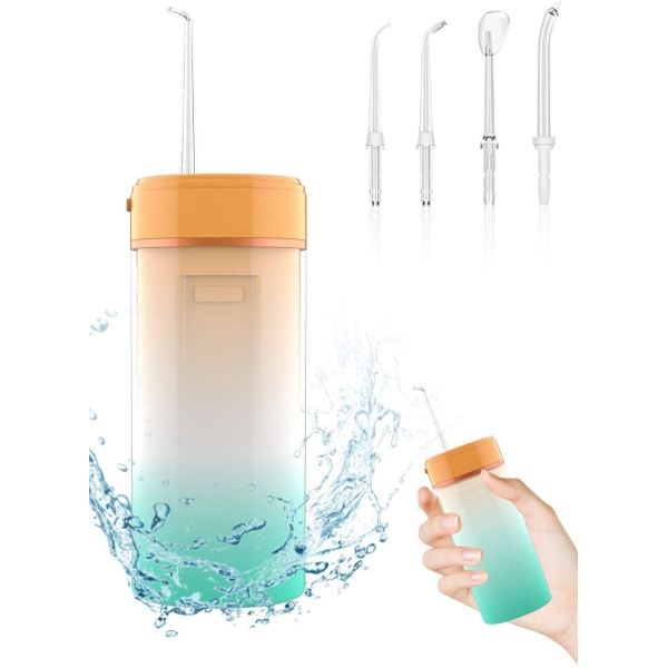 Water Flosser, Cordless Water Flosser Dental Water Pick Teeth Cleaner for Oral Irrigator, Braces with 4 Modes, IPX6 Waterproof Foldable Mini Teeth Cleaning Kit for Home and Travel 
