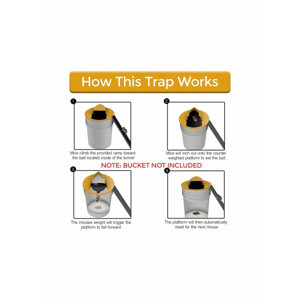 Clamshell Mousetrap, Sliding Bucket Lid Flip and Sliding Bucket Lid Mousetrap Indoor and Outdoor Auto Reset Flip Lid Mousetrap Mousetrap Reusable Mouse Controlled Mousetrap Automatic Reset Balance 