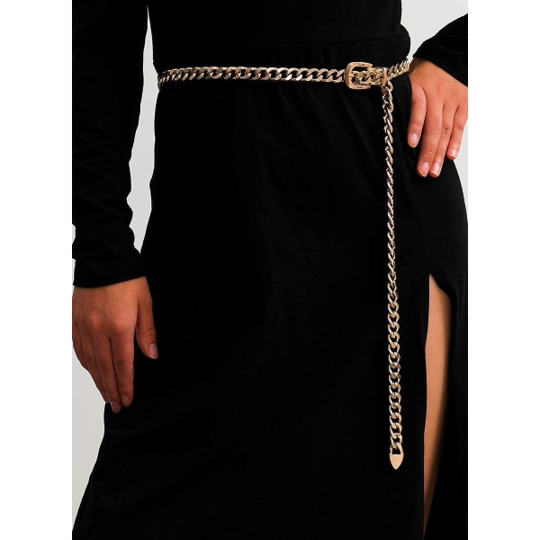 Women s Belt Chain Belt, Gold Chain Belt, Adjustable Punk Chain, Suitable for Long Skirt, Short Skirt, Jeans, Shorts, Suit Pants, Personalized Denim Belt 