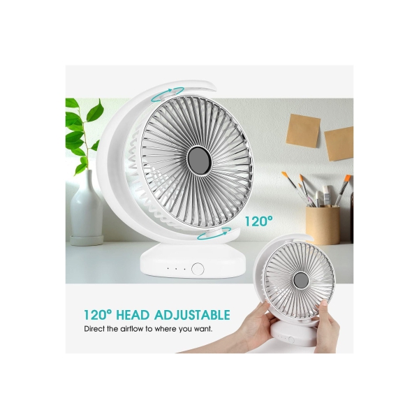 8 inch Desk Fan Rechargeable USB Operated Fan 3 Speed Small Box fan for Bedroom Office Home noise less 