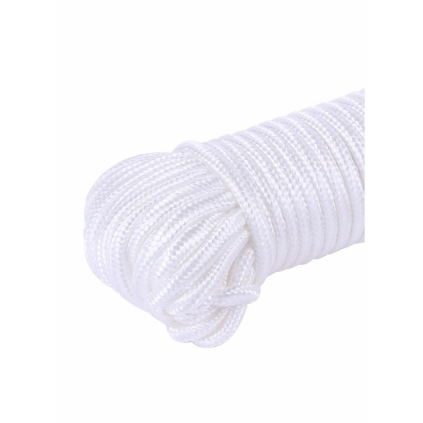 Nylon Poly Rope Flag Pole Polypropylene Clothes Line Camping Utility Good for Tie Pull Swing Climb Knot (10 M Length, 10 mm Width, 2Pcs White) 