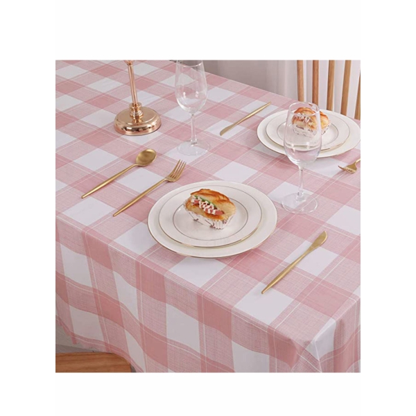 Tablecloth Buffalo Plaid PVC Square Pink Gingham Checkered Rectangle Waterproof Heavy Duty 
