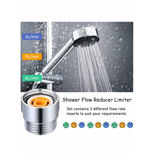 4 Pcs Shower Flow Reducer Limiter Set, Shower Head Flow Restrictor Water Saver Adapter Set Water Flow Shower Flow Restrictor Shower Head for Shower Hotel Bathroom Toilet 
