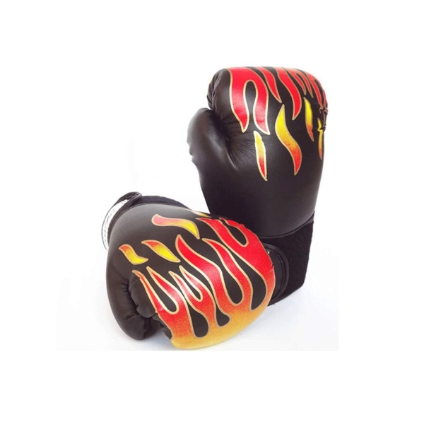 Sports Boxing Gloves with Flame Pattern, Gym Accessory Sanda Boxing Training Boxing Gloves for Adult Black 