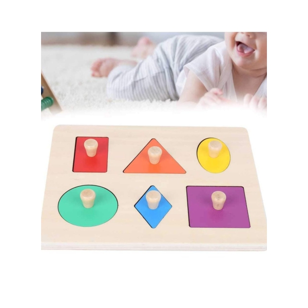 Wooden Children Early Education Educational Building Block Puzzle Geometric Shape Color Matching Sorting Stacking Plugging Toys Montessori Toy for 1 2 3 Years Kids Girls Toddlers Boys 