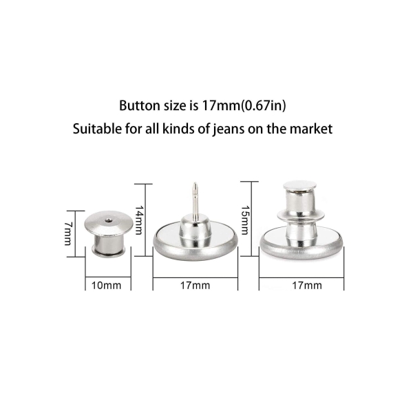 Perfect Fit Instant Button, Instant Buttons, Jean Replacement Buttons Removable Button No Sew Buttons to Extend or Reduce an Inch to Any Pants Waist in Seconds, 6PCS 