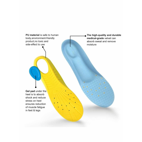 Memory Foam Insoles, PU Orthotic Sport Insoles, Comfortable Breathable, Shock Absorption and Relieve Foot Pain, Plantar Fasciitis Arch Support Insoles (Men 41-46 Women 42-47) 