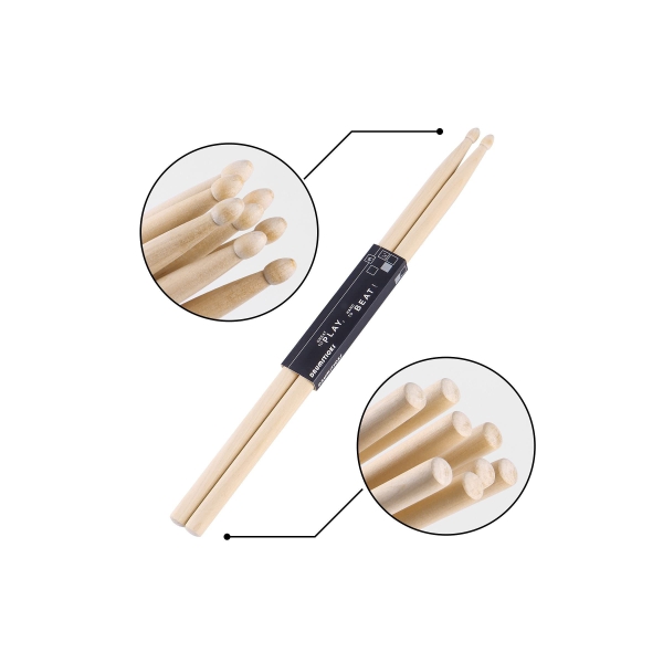 SYOSI Drum Sticks, 2 Pairs 5A Classic Maple Wood Drumsticks Wood Tip Drumstick for Adults Kids and Beginners 