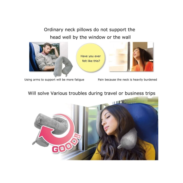 Twist Memory Foam Travel Pillow Neck Pillows Travel Accessories Traveling on Airplane, Bus, Train at Home 