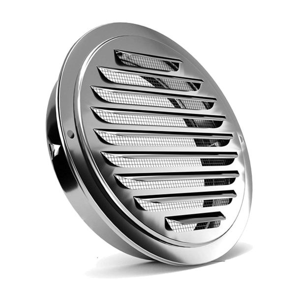 Stainless Steel Cap for Exterior Wall Vents, Louvered Grille Cover Ventilation Hood, Kitchen Exhaust Pipe Breathable Windscreen with Fly Net suitable for House 