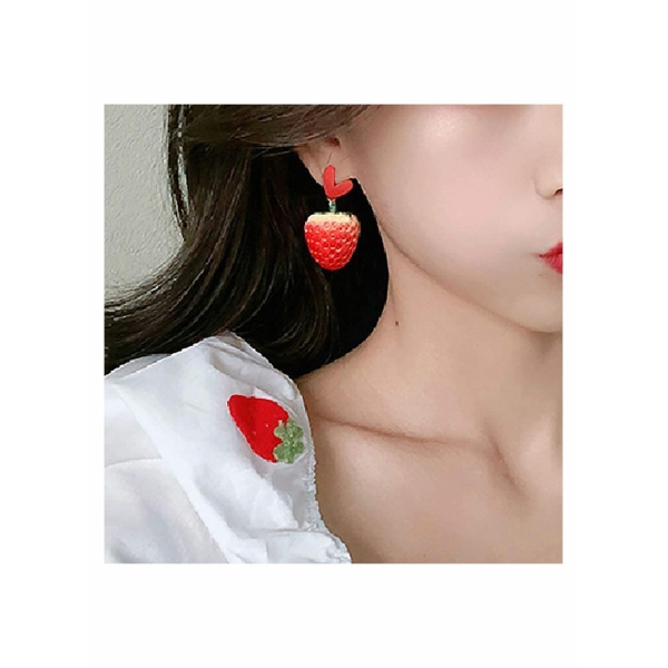 Simulated Strawberry Earring for Women Girl,Red Strawberry Dangle Earring,Cute Acrylic Fruit Strawberry Earring 