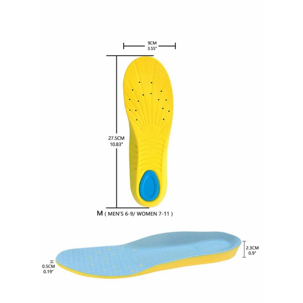 Memory Foam Insoles, PU Orthotic Sport Insoles, Comfortable Breathable, Shock Absorption and Relieve Foot Pain, Plantar Fasciitis Arch Support Insoles (Men 38-42.5 Women 37-42) 