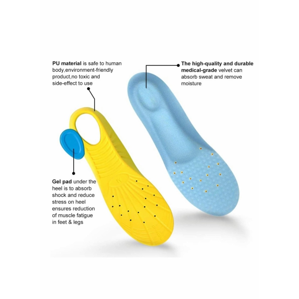Memory Foam Insoles, PU Orthotic Sport Insoles, Comfortable Breathable, Shock Absorption and Relieve Foot Pain, Plantar Fasciitis Arch Support Insoles (Men 38-42.5 Women 37-42) 