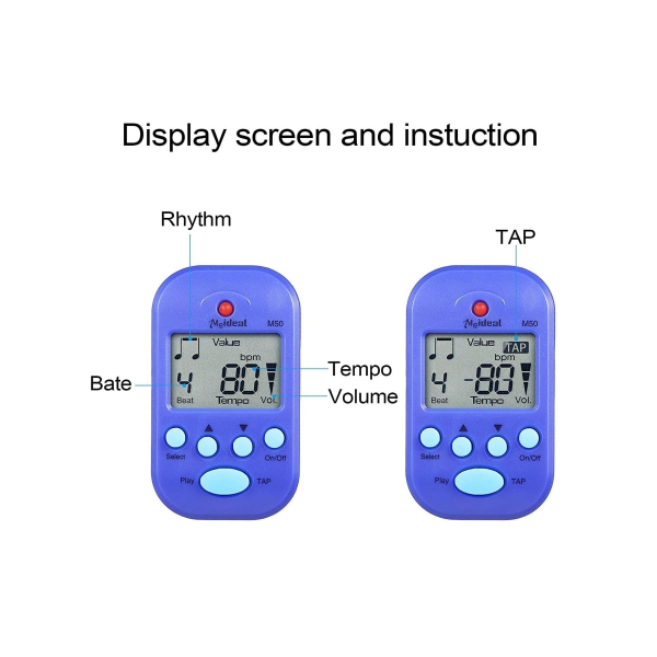 Mini Digital Metronome, Multifunctional, Portable, Volume Adjustable, Clip on, with Speaker, Beat Tempo, for Piano, Guitar, Saxophone, Flute, Violin, Drum 