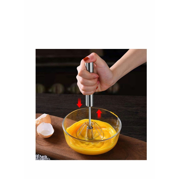Lakobos Stainless Whisks, Easy Whisk Hand Push Egg Beater Mixer, Easy Use and Save Much Energy During Beating Mixing Stirring for Kitchen for Blending,... 