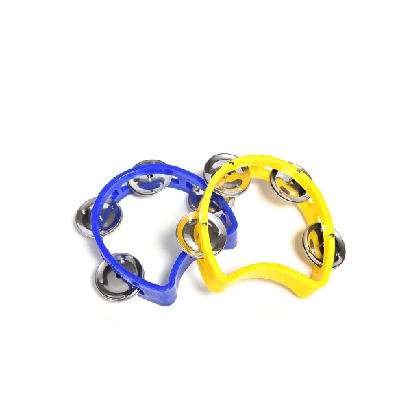Tambourine 4 Pack Plastic Musical Percussion Tambourines, Dual Alloy Recording Combo Tambourine, Cutaway Half Blossom with 4 Bells Comfortable Teaching Toys 