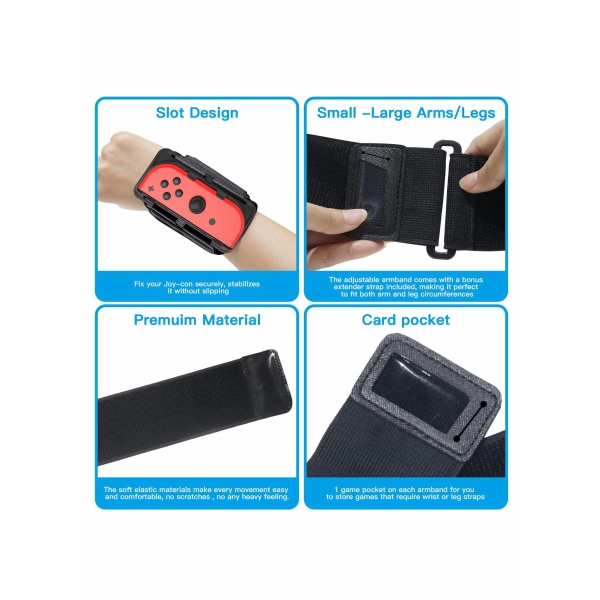 Wristband and Sports Leg Strap for Switch Just Dance 2022, 2 in 1 Joypad Wristband Fitness Ring Leg Straps Suitable for Nintendo Switch and for Switch OLED（2 Pack） 