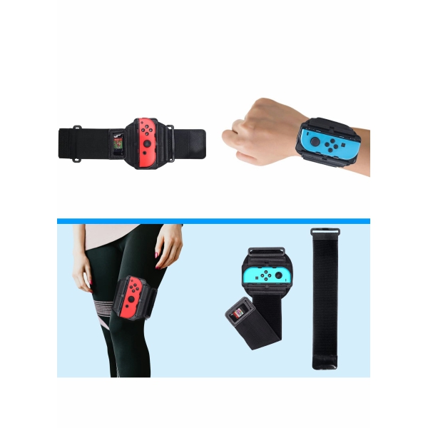 Wristband and Sports Leg Strap for Switch Just Dance 2022, 2 in 1 Joypad Wristband Fitness Ring Leg Straps Suitable for Nintendo Switch and for Switch OLED（2 Pack） 