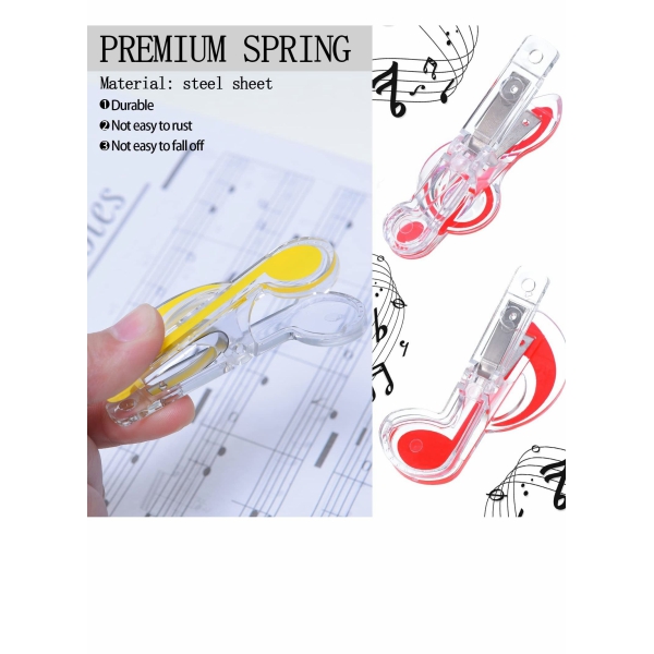 Music Paper Page Clip, Plastic Transparent Bookmark Spring Book Stand Accessories for Books Note (20 Pcs) 