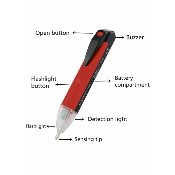 Non-contact Voltage Tester Tool, Ac Detection Pen with Led Flashlight and Buzzer Alarm, Test Range 60v - 1000v for Live null Wire Judgment 