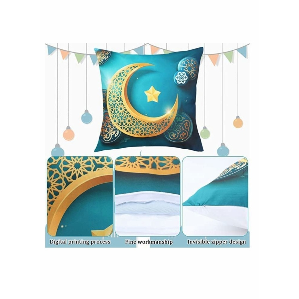 Ramadan Throw Pillow Covers Set of 4, Muslim Star Moon Decorative Pillow Cases Sofa Couch Decoration Cushion Covers 18x18 , Throw Pillow Cases for Sofa Home Car Square Cushion Case for Sofa Bed Couch 