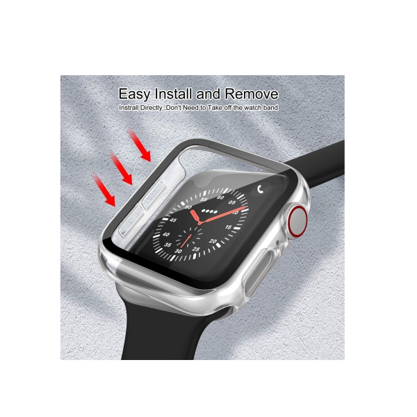 واقي شاشه مناسب لـ Apple Watch SE Series6 5 4 44mm ، حافظه شفافه KASTWAVE مع واقي شاشه من الزجاج المقوى ، غطاء حمايه كامل خال من الفقاعات مناسب لـ iWatch 44mm Series 6 5 4 SE [عبوه واحده] 