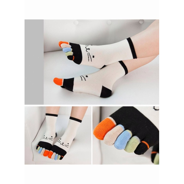 Toe Socks SYOSI 3 Pairs of Toe Socks for Women Funny Cute 5 Finger Ankle Socks Colorful Novelty Crazy Spring and Autumn Thick Breathable Cotton Split Toe Socks 