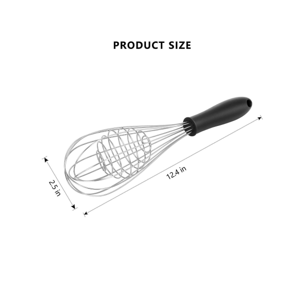 Stainless Steel Kitchen Whisk - 12.4 - inch Balloon Whisk, Thick Stainless Steel Wire ＆ Strong Handles for Cooking, Whisking, Mixing, Beating, stirring 