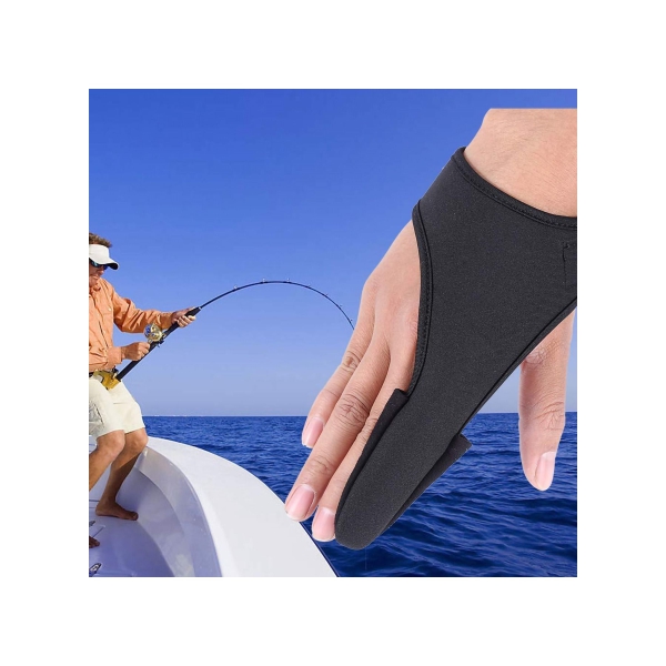 Sports Fishing Gloves Single Finger Glove, Professional Single Finger Navy Fishing Glove Outdoor Anti-slip Stall Glove, Black Index Finger Protector for Surf Fishing Unisex Elastic Band Glove 