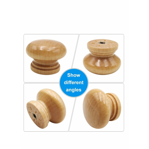 Round Wood Cabinet Knobs, Mushroom Shape Wooden Pulls, Knobs for Drawer Dresser Cupboard Wardrobe Mushroom Shape 
