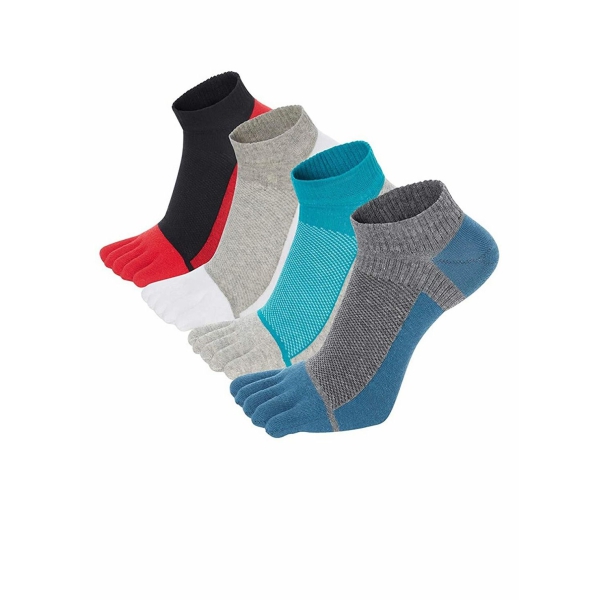 Men s Toe Socks Crew Cotton Five Fingers Socks Low Cut Running Athletic Socks 4 Pairs Size 7-11 