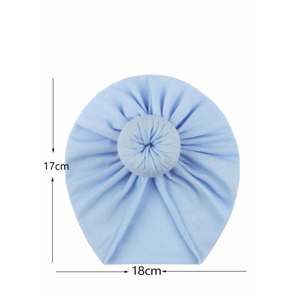 Toddler Baby Girl Headbands with Bows Cute Solid Bow Knotted Hat Nursery Beanie Headwrap, Beanie Hat, Turban Hat for Newborn, Elastic Headwear Warm Accessories ( Light Blue, 17 x 18 Cm ) 