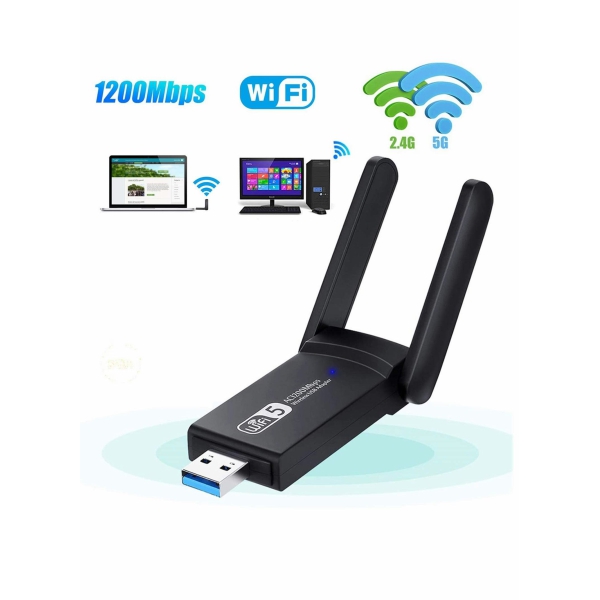 Wireless USB WiFi Adapter for PC, 1200Mbps Dual Band WiFi Dongle 2.4G 5G with USB 3.0, Wireless Network Adapter for Windows 11 10 8 7 and Mac OS X 