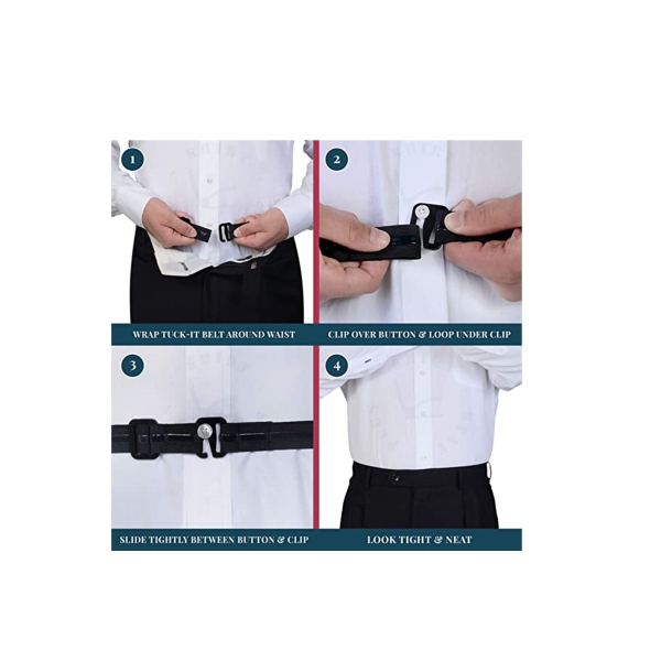 Upgrade Men Shirt Stays Shirt Lock Belt, Belt Style Shirt Stays, Adjustable Elastic Shirt Holder Keeps Shirt Tucked in for Police Military(Select Series) 