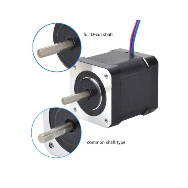 Dual Shaft Nema 17 Stepper Motor Bipolar, 0.5A 24Ncm 48mm Body 4-lead Wires 60cm Cable and Connector Compatible with 3D Printer CNC 